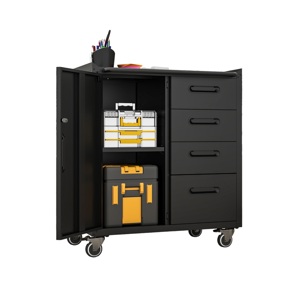 4-Drawer Sturdy Metal Tool Storage Cabinet with Wheels_4Dock